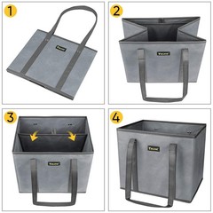 Reusable Grocery Bags Foldable Shopping Reinforced Bottom Handles Frost 3 PCS