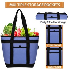 Insulated Cooler Bag, Reusable Grocery Bags for Hot/Cold Food, Thermal Food D…