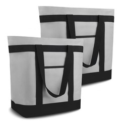 39L Large Insulated Reusable Grocery Tote Bags with Top Zipper & Side Pockets