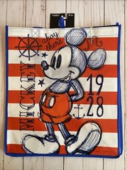 Mickey Mouse Nautical Themed Reusable Bag Ahoy 1928 Anchors Stars Stripes New