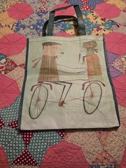 WHOLE FOODS SNOWMAN, CAT, PIPE SMOKING MAN REUSABLE TOTE BAG