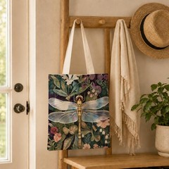 Dragonfly Canvas Tote Bag for Women, Reusable Grocery Shoulder Shopping Bags,…