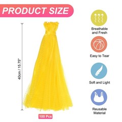 100Pcs Reusable Mesh Produce Bags, 15.7 Inches Egg Hatching Bags, Yellow