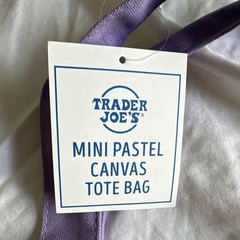 Trader Joe’s Mini Pastel Canvas Tote Bag Set of 4 Reusable Multicolor