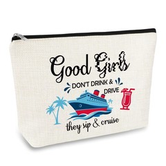 Girls Cruise Gift Trip Vacation Travel Cosmetic Bag Funny beige