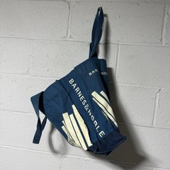 Re-Wrap Collab Barnes & Noble Canvas Tote Bag Blue & Cream 13x14x4 Book Design