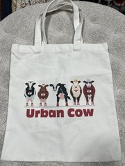 Canvas Urban Cow Reusable Shopping Bag Foldable White Multicolor Animal Pattern