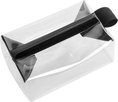 Clear Travel Toiletry Bag with Magnetic Closure, Makeup for Women Black