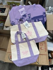 NWT Trader Joe’s 3 Lavender Reusable Canvas Tote Bag Large and Mini Set Fast