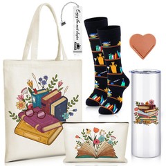 6 Pcs Book Lovers Gifts Set Readers Women Canvas Book Tote Bag 20 oz Tumbler …