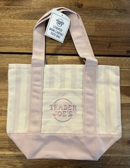 Trader Joe’s Limited Mini Canvas Pastel Striped Tote Bag 2026 Pink Brand New