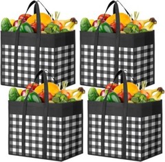 Reusable Grocery Bags,4-Pack, Foldable Reusable Shopping 16.1″ x 10.2″ x 13″