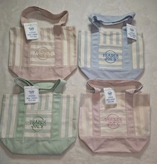 Trader Joe’s Striped Mini Canvas Tote Bags – Set of 4 (All 4 Colors) NWT