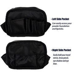 Hekyip Rectangular Beauty Bag, Small Travel Makeup Bag All Black