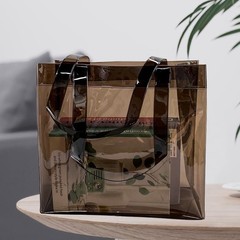 1pcs Waterproof Large Transparent Pvc Shopping Clear Tote Bag W/ Handles Beach