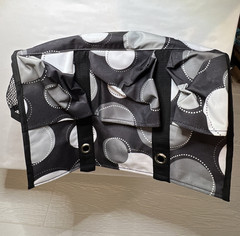 Thirty-One Reusable Shopping Bag Polka Dot Black Gray White Mesh Pocket 15 qt