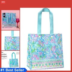 Reusable Grocery Bag 13.5x8x14 Inches Polypropylene Tote Shoulder Strap Blue