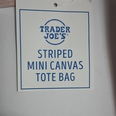 Trader Joe’s Striped Mini Canvas Tote Bag Pink/Beige Cotton Blend 13x11x6