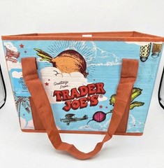 Great 🎁 Gift! Trader Joe’s Stand Up Collapsible Grocery Tote Bag 10x15X 11in