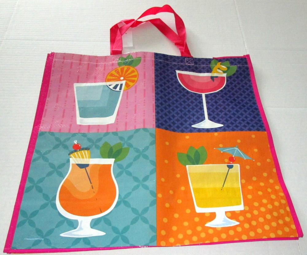 TROPICAL Reusable Tote Bag 19″ X 18″ X 7″ TROPICAL DRINKS