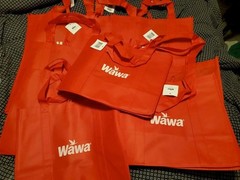 10 Lot Rare Original New Large Wawa Reusable Red Tote Bags 15″w x 13″h x 8″ Tags