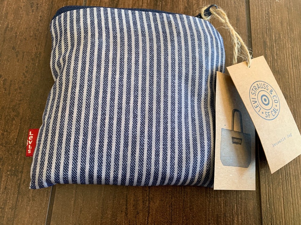 New Levi’s x Target Striped Reusable Shopping Bag Tote – White/Navy Blue