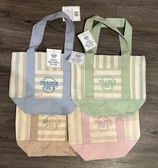 NEW Trader Joe’s Striped Canvas Mini-Tote Bags set of 4-IN HAND