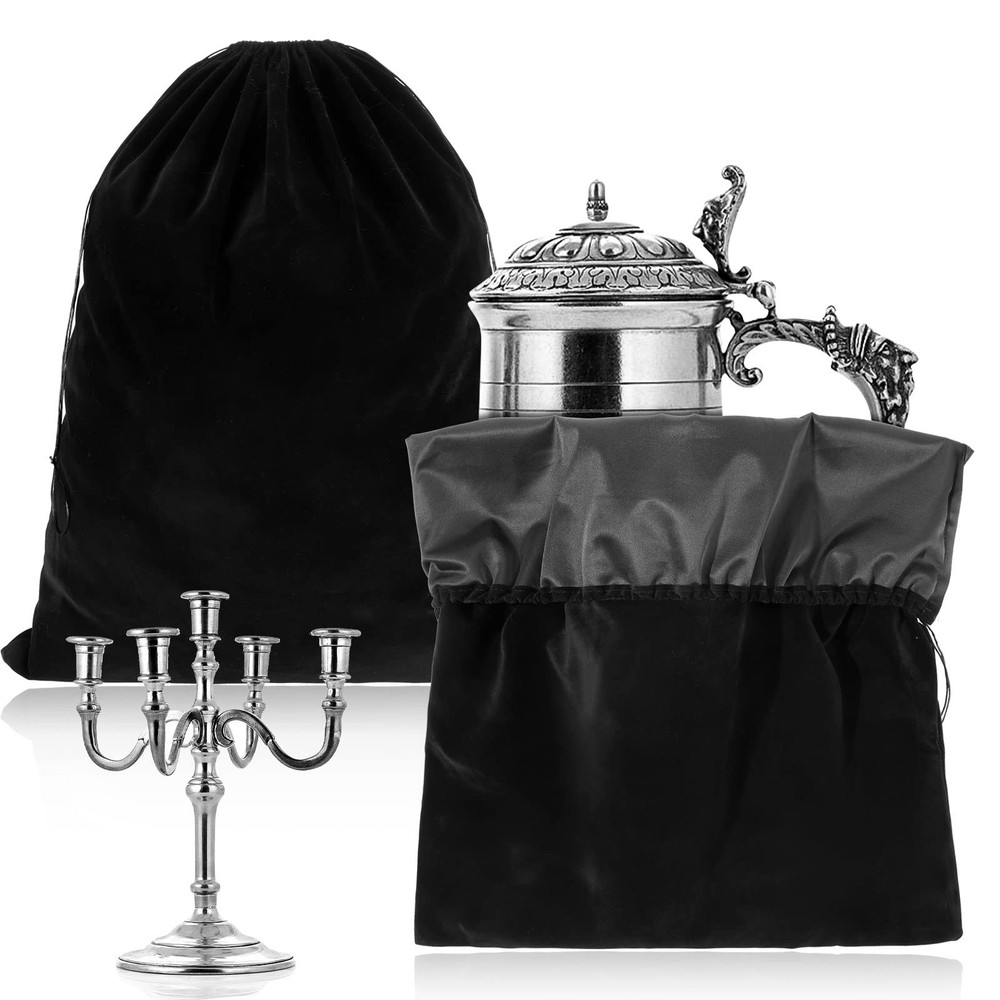 LEIFIDE 2 Pcs Large Size Silver Storage Bags Anti Tarnish 30″ x 24″, Black