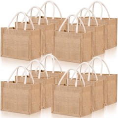 12 Pcs Burlap Tote Bag Mini Jute Reusable Bag with Handles Small Blank Canvas…