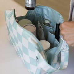 Tiny Twinkle Waterproof Travel Toiletry & Makeup Bag Organizer Sage Checkers
