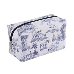 Jolitee Chinoiserie Floral Makeup Bag – Durable & 5.9×8.26×4.72 inches, Blue