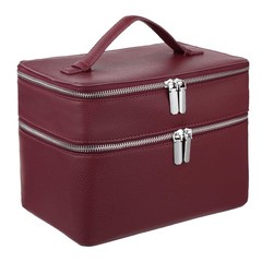 Makeup Vanity Bag for Women – Large Capacity Cosmetic StyleC, Burgundy