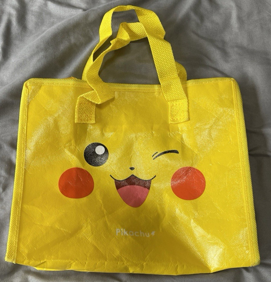 Pokémon Pikachu Zippered Reusable Shopping Bag Kids Tote Japanese Exc Con
