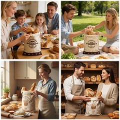 2 Pack Reusable Beeswax Bread Bags, 16×12 Inch Cotton Storage X-Large, Beige