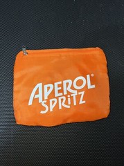 Aperol vinyl tote bag 15 by 15 inch. Opens From 7 Inch Pouch Free Ship USA