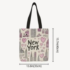 1pc Double-Sided 2D Flat Printing Shopping Tote Bag, New York City Skyline