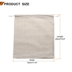 6 pieces cotton bags 30×40 cm for storage, drawstring bag, beige