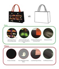 Halloween Canvas Candy Tote Bag With Handle, Ghosts Glow In The Dark, Great P…