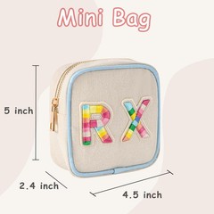 Small Canvas Rx Medicine Packages, Cute 5×4.5×2.4 inches, 03Blue-Rainbow