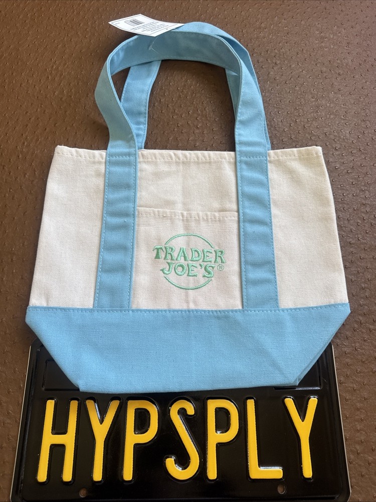 NEW! Trader Joe’s Viral Mini Canvas Tote Bag – Pastel BLUE Limited SHIPS TODAY!