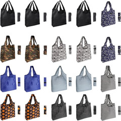 20 Pack Durable Colorful Folding Reusable Grocery Bags Handles Bulk Strong, Colo