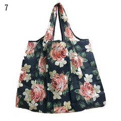 Foldable Reusable Shopping Bag Floral Print Tote for Grocery Fruits Vegetables