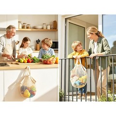 Reusable Cotton Mesh Grocery Bags Cotton String Bag Net Shopping Mesh Bags Pack