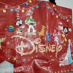 Tesco Disney 100 Christmas Tote Bag Mickey Stitch Elsa Buzz Minnie Red New