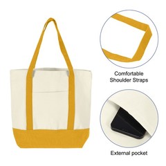 1Pcs 16″ x 14″ x 4″ Reusable Canvas Bag Tote Bag (Yellow)