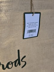 Harrods Jute Tote Reusable Shopping Natural Eco Friendly Canvas Handles (READ)