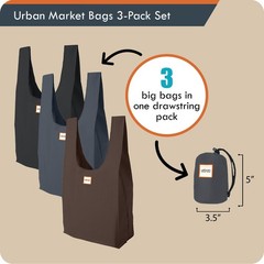 Foldable Reusable Shopping Bags – 3 Pack, Compact Pouch, Eco-Friendly, Holds 50+