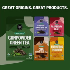 FGO Organic Gunpowder Green Tea, Loose Leaf, 453g Bulk 1 Pound (Pack of 1)