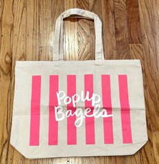 PopUp Bagels Canvas Tote Bag & Not Famous But Known Neon Pink Graphic Dbl. Sided