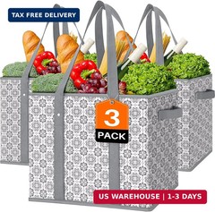 WISELIFE Reusable Grocery Bags [3 Pack],Large Grocery Tote Bag Water Resistant S